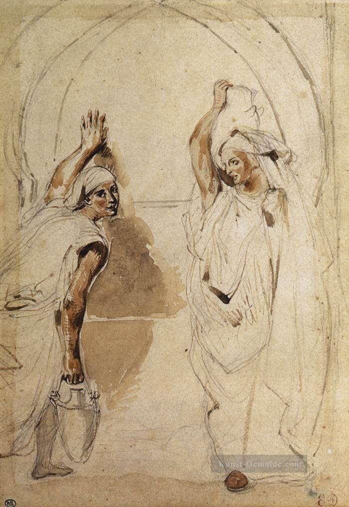 Zwei Frauen am Brunnen romantische Eugene Delacroix Ölgemälde